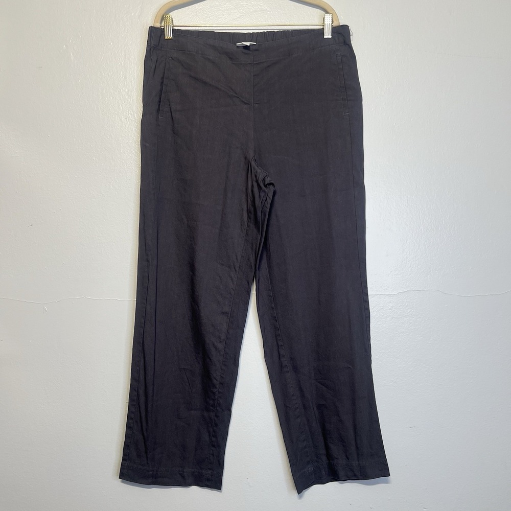 J Jill Linen Stretch Sz 14 Gray Linen‎ Blend Pull On Pants Comfort Elastic Waist